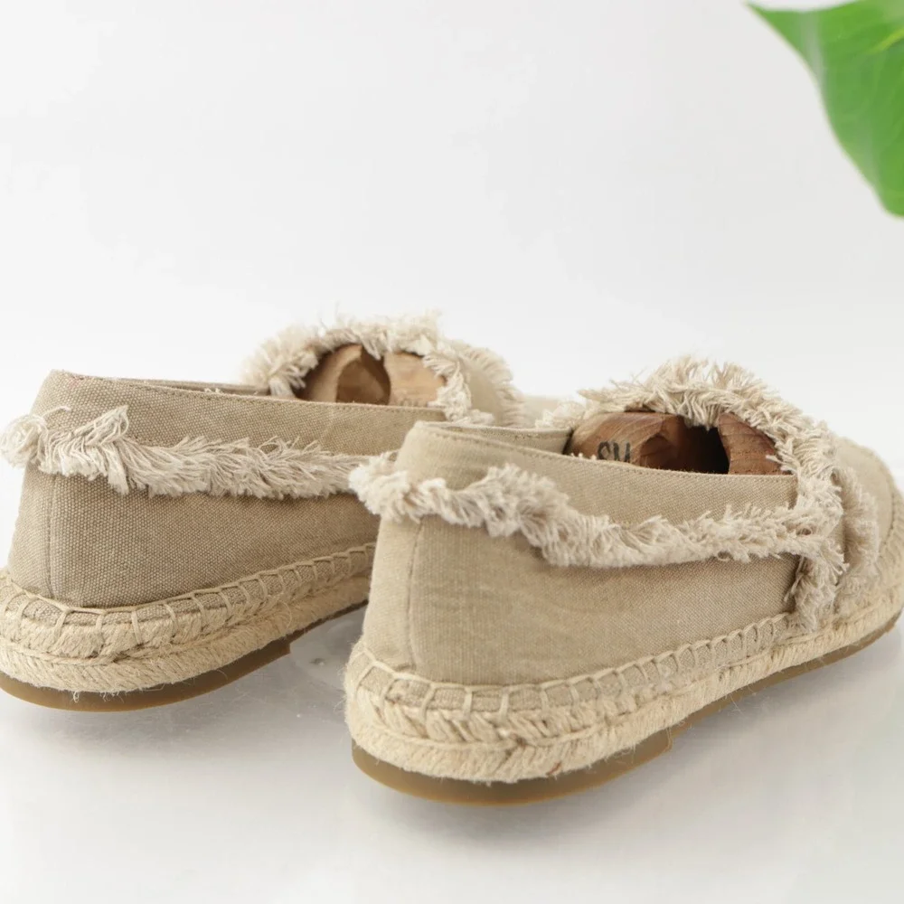 Joie Womens Vivienne Espadrille Shoe Size 38 8 Tan Canvas Flats Fringe Slip On